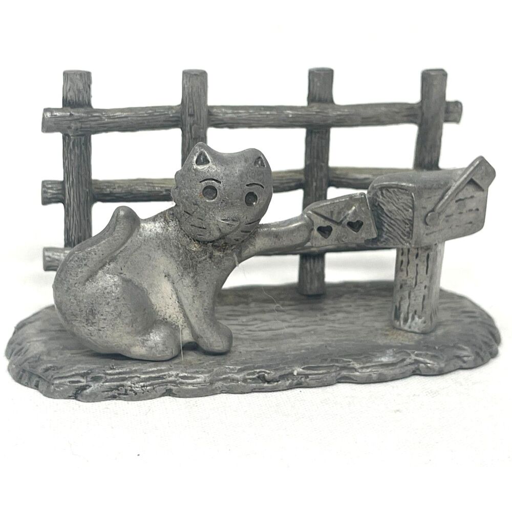 Pewter Business Card Holder Stand Notecard Mailbox Vintage Y2K 90s Cute